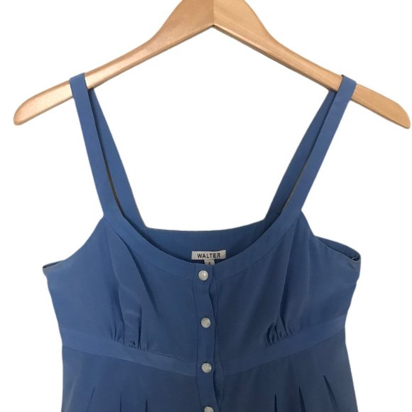 Walter Women's 100% Silk Button Down Blue Top Sz 2 - Picture 3 of 4